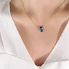 P267- Golden September Blue Zircon Necklace -40+5c