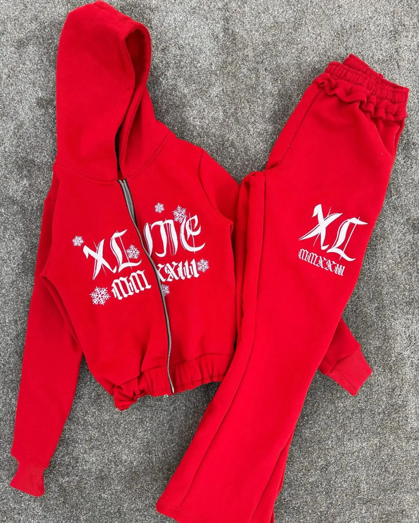Custom Manufacturer Jogging Suits Zip up Hoodie and Sweatpants Sets Full Unisex Cotton Embroidery Flared Sweatsuit Tracksuit Men gallery 2