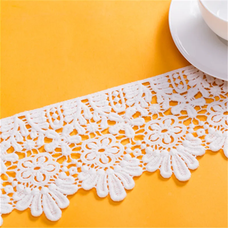 Ширина 10 см белая черная Водорастворимая хлопковая кружевная отделка из вискозы с вышивкой ткань для женского нижнего белья постельное