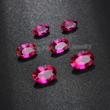 3A High temperature resistance Synthetic Cubic Zirconia 2x4mm~10x12mm Oval Shape Ruby 5# color loose gemstone For making jewelry