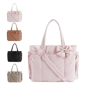 Custom Women's Multi-functional Nylon Handbag Daily Commute Work Shopping Travel Puffer Tote Bag