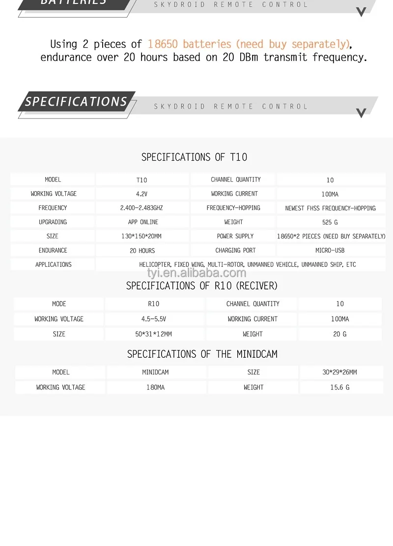  2.4GHz 10CH FHSS DH camera Transmitter Digital Intergrated Remote Control Video and Telemtry System for RC Drone factory