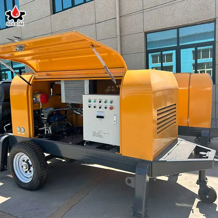 SDDOM Factory Small Concrete Pump diesel Mini Concrete Pump Trailer for Sale