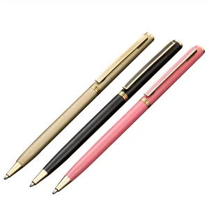 Promotion Metal Classic Slim Spinning Ballpoint Pen With Twist Customized Printed Logo for Manufactures Writing Stationery
