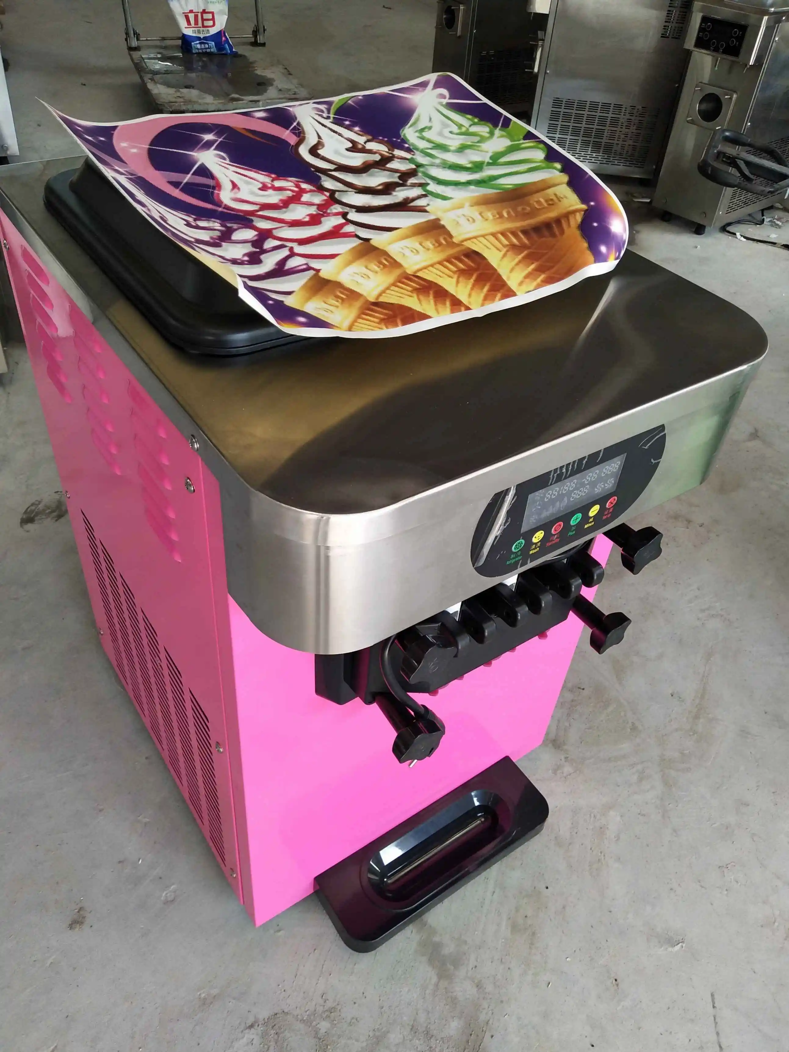 OEM Small Mini Taylor Soft Ice Cream Making Machine Steel Color Three Flavors Sweet Ice Cream Vending Maker Machines