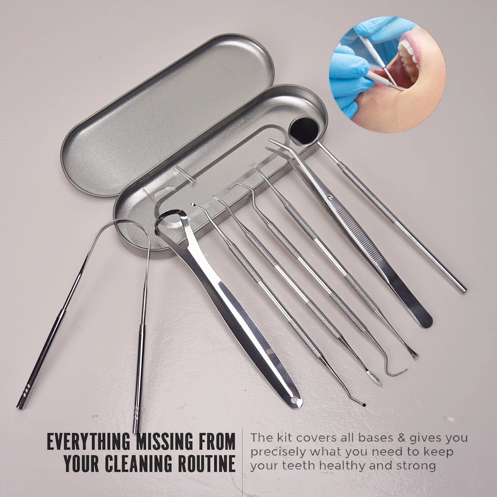 Buy Kayru 7 in 1 Stainless Steel Teeth Cleaning Tool Kit | Portable Toothpicks Pocket Set | Dental Hygiene Kit Toothpicks Flosser for Outdoor Picnic Camping Traveling | Dental Teeth Tools Kit