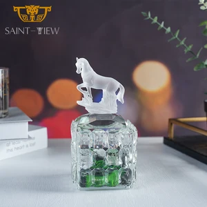 Crystal Glass Horse Figurine Elegant Liuli Artwork Candy Jar Home Decor