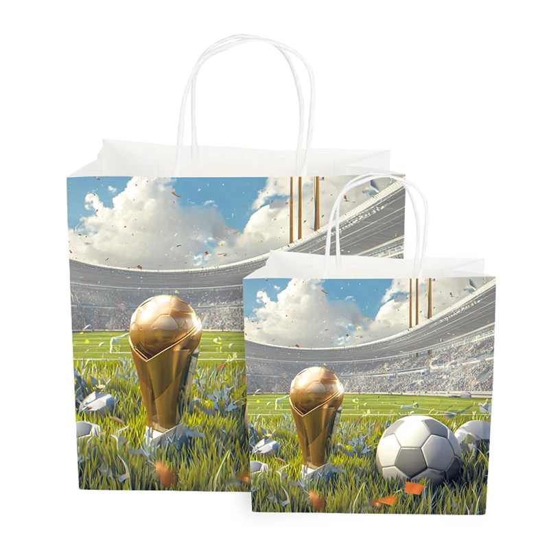World Cup Recyclable Paper Bag Custom Logo Retail Packaging Tote for Football Fan Merchandise Stadium Display
