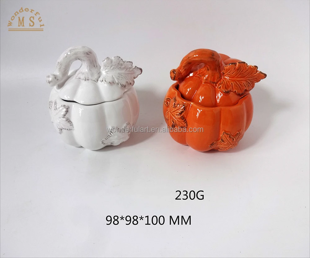 Ceramic Orange Storage Jar Harvest Festival Canister Porcelain Gift Tableware for Home Decoration