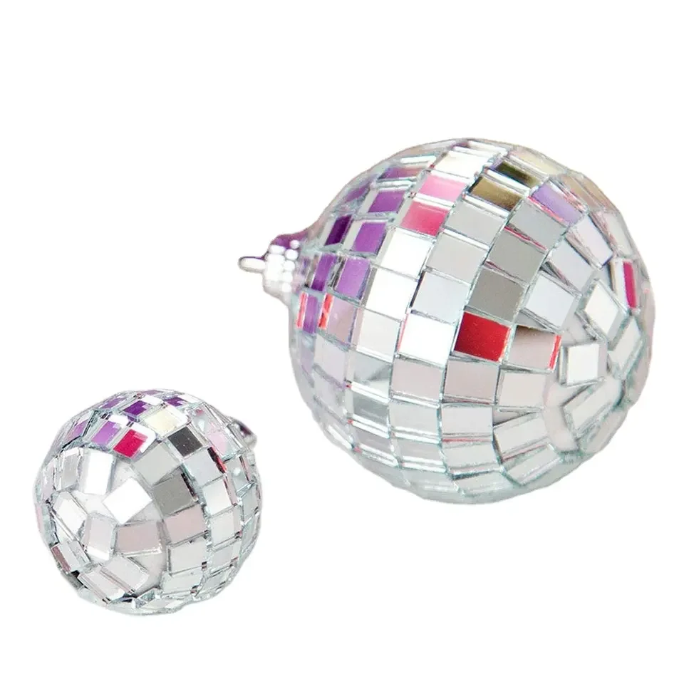 Shiny item type small hanging mini silver foam mirror disco christmas ball christmas tree ornament decorations balls wholesale manufacture