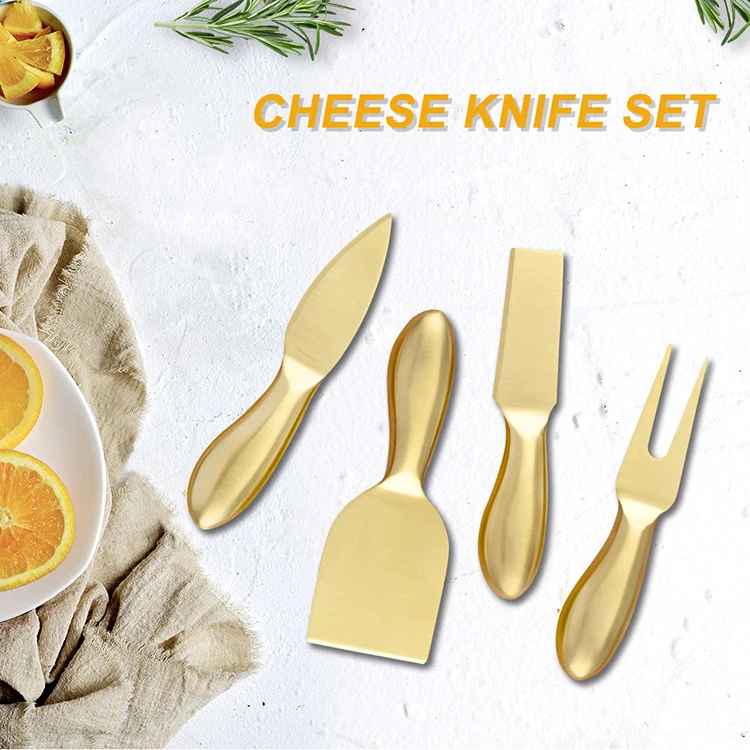 Best Selling Product Mini 4 Pieces Golden Stainless Steel Slicer Cheese Knives Cutting Tool Set  for Kitchen Accessories
