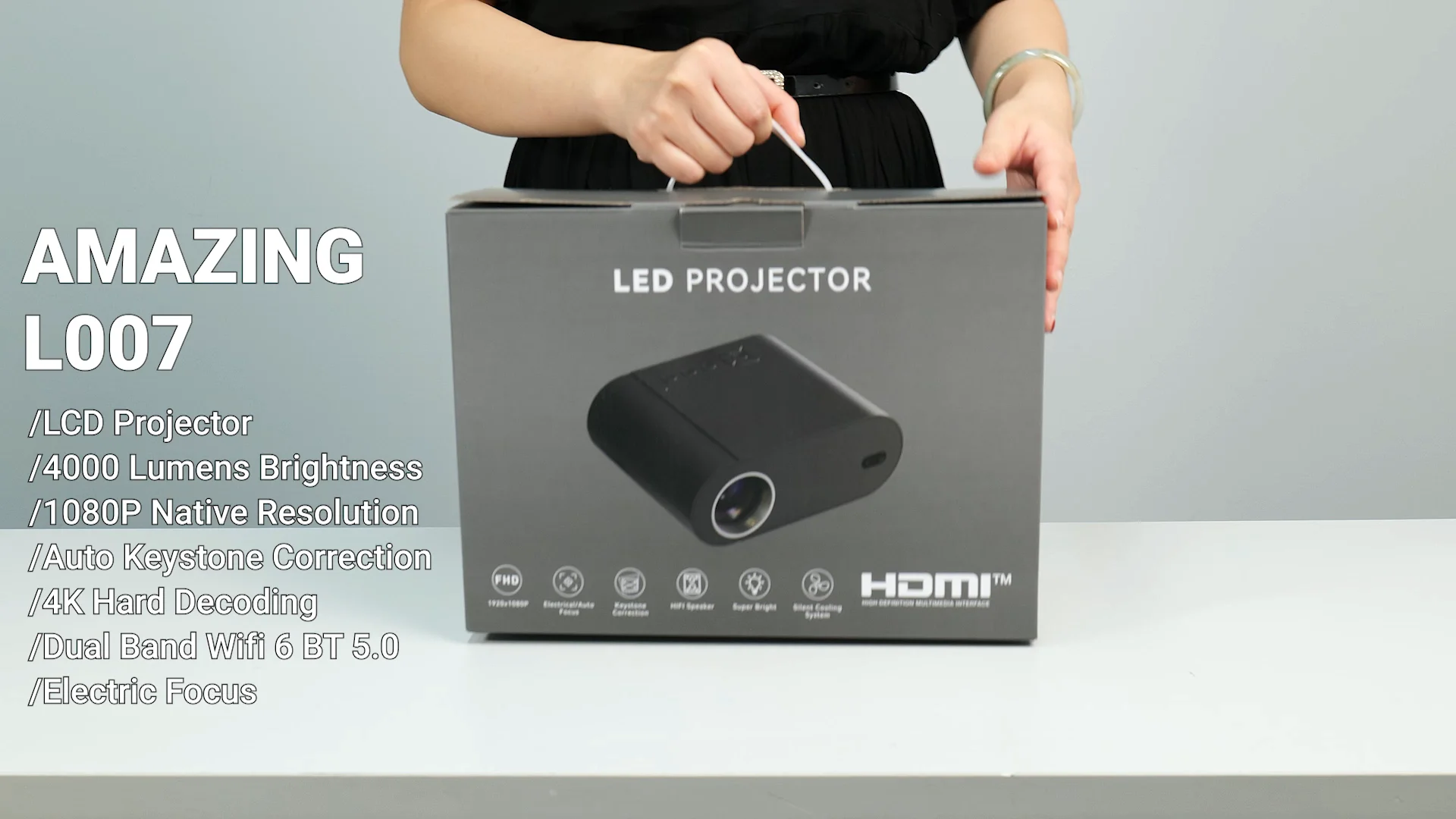 家電 Projector movie HD Tzumi 1280 x 720 HD Movie Projector with Stand 360 Lumens 30469HD