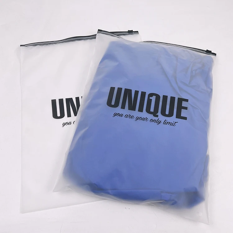 Custom Recycled Transparent Plastic White Cpe Frosted Zipper Bag For