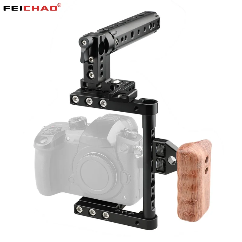 FEICHAO Camera Cage Rig with Top Handle Tripod Mount Plate Left