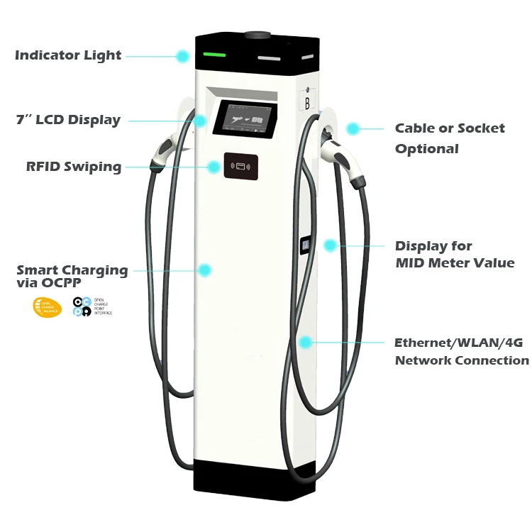 Commercial Ac Level 2 Ev Charger Type 2 Charging Station 22kw 32a Ocpp