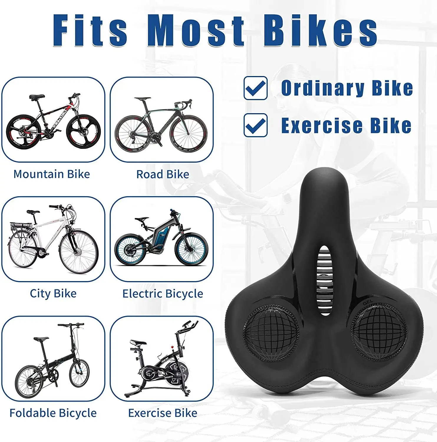 Comfortable Cycle Seats Cushion Factory Price Padded Fits Stationary