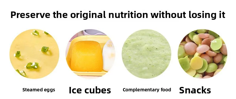 Baby Silicone Mold for Complementary Food Steam Cook Meat Puree Ice Compartment with Frozen Storage Food Packaging Box details