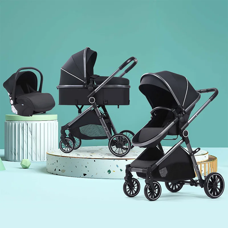 High Quality 2 in 1 Baby Pushchair Stroller Travel System Kinderwagen Easy Folding Kids Wagon Pram with Car Seat