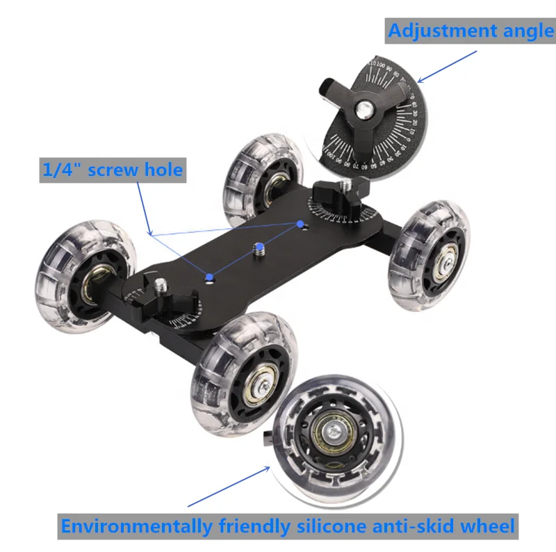 Новая портативная Настольная мини-тележка с 4 колесами для DSLR-камеры видеосъемки DV рельсовая тележка