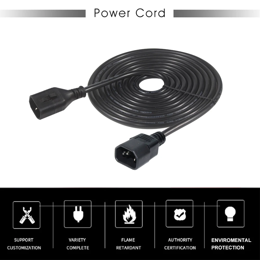 Computer Pdu Cable Bare End Heavy Duty 14Awg Power Cord 6 F Dual C13 to Locking C14