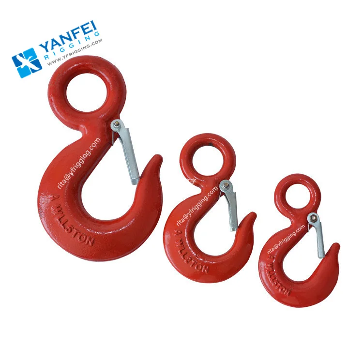 Crane Lifting Hook G70 Forged Alloy Steel Eye Hoist Hook With Latch ...