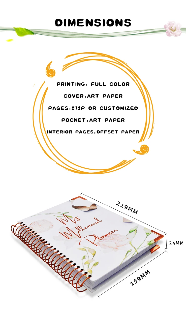 Jame Book Printing Planners Agenda Diary Calendar Spiral Notebooks Note Book Custom logo Custom Journal supplier