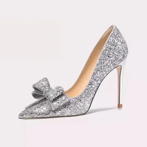 Lily Wei New Autumn Wedding Women's High Heel Sandals Bow and Pointed Toe Stylish Stiletto for Weddings Heels Shoes