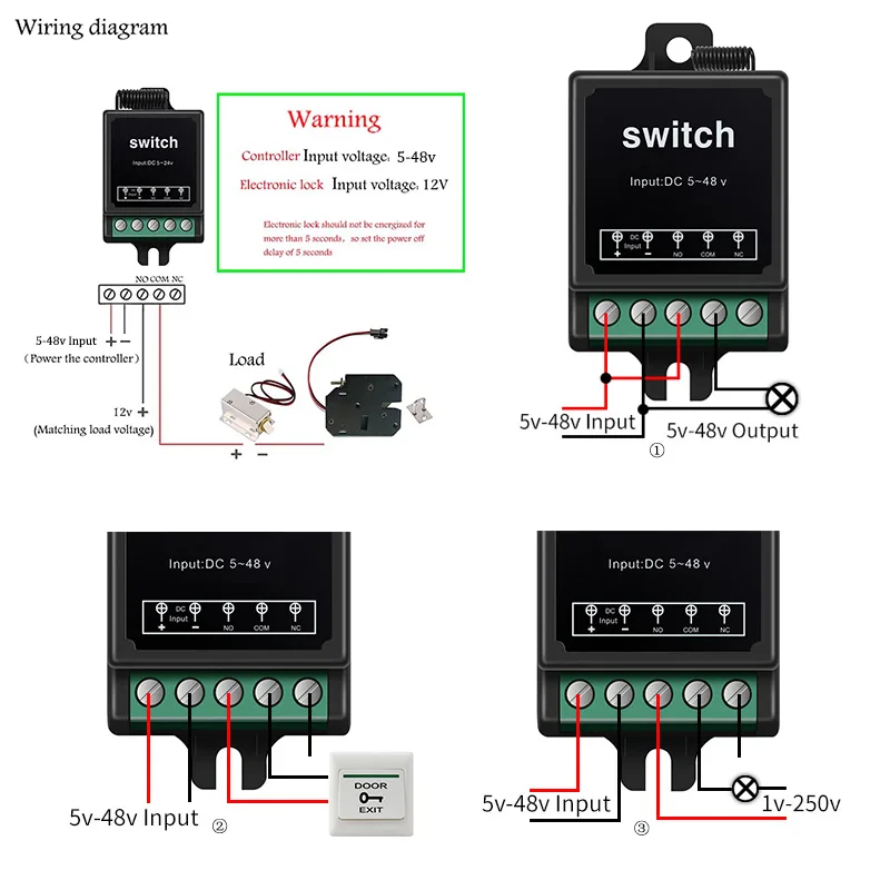 Dc 5v Rf Remote Controller Dry Wireless Door Contact Switch Interruptor ...