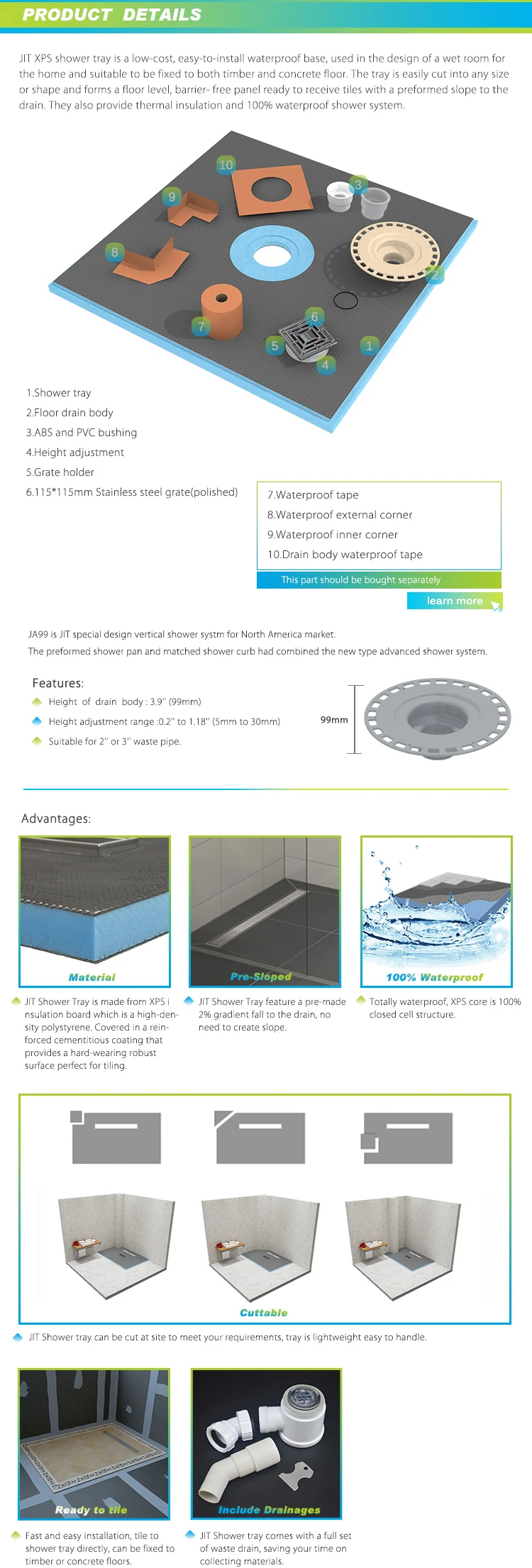 Waterproof Insulation Xps Foam Round Shower Pan Similar Shower Systems
