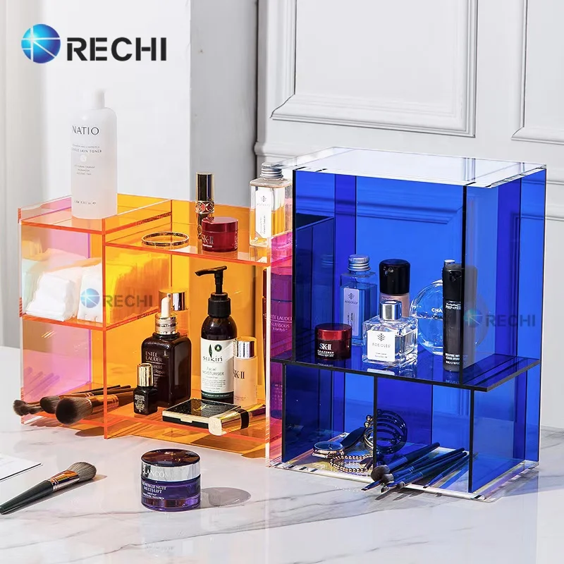 RECHI Beauty Shop Display Acrylic Skincare Facial Cleanser Storage Box for Perfume & Essence Organizer Makeup Brushes Organizer