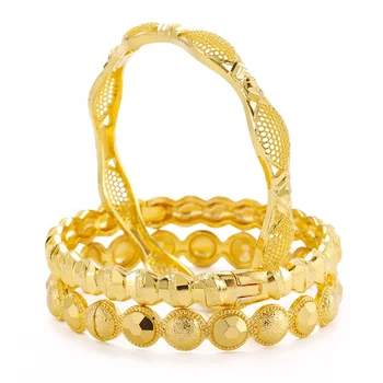 wholesale high quality Dubai 18K gold bangles jewelry Fashion America and Europe cuff bangles for wedding