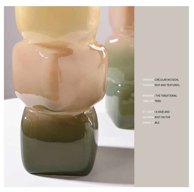 Gradually Changing Color Square Geometric Vase Tabletop Decoration ...