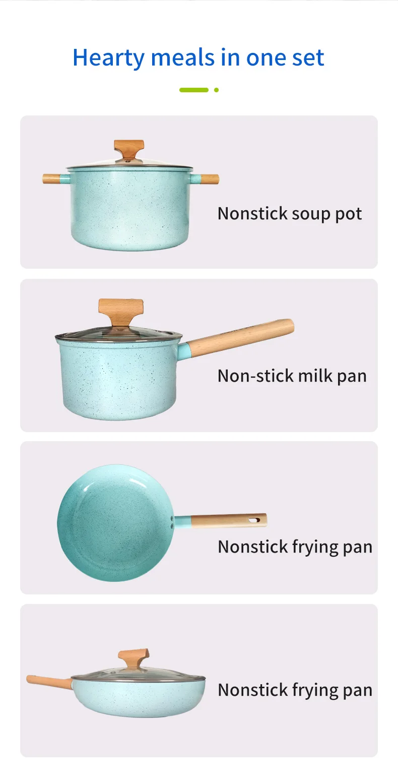 Factory Price Non Stick Ceramic Coating Cookware Set Home Cooking Pot