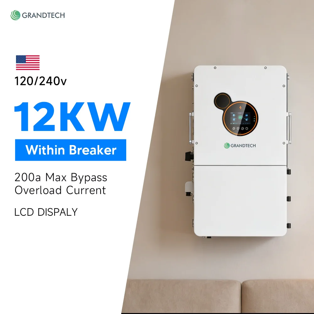Stoc SUA: inversor solar hibrid Srne 48 V, 12 kW, 5 ani garanție, 10 kW, monofazat/trifazat, 120/240 V, fază divizată, IP65 rezistent la apă, cu WiFi, putere nominală CA