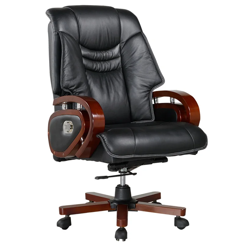 Office Computer Executive Leather Swivel Chair Modern Wooden Seat Manager Luxury Pu Chairs Furniture Set Customization Wholesale