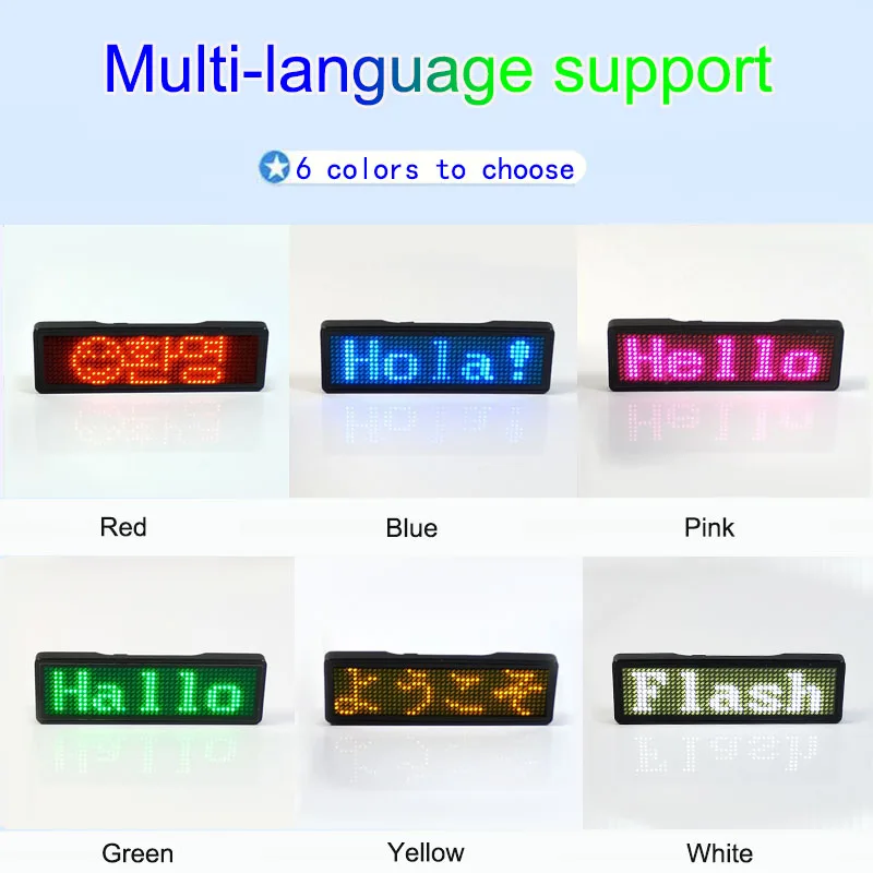 Recharge Programmable Small Led Display Screen Business Badges Led Name Tag