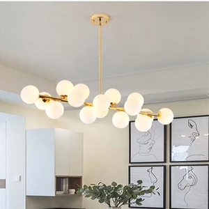 Round Ring Glass Ball Chandeliers Gold Pendant Lights Lighting Chandelier Modern for Hotel Living Room Indoor Decor