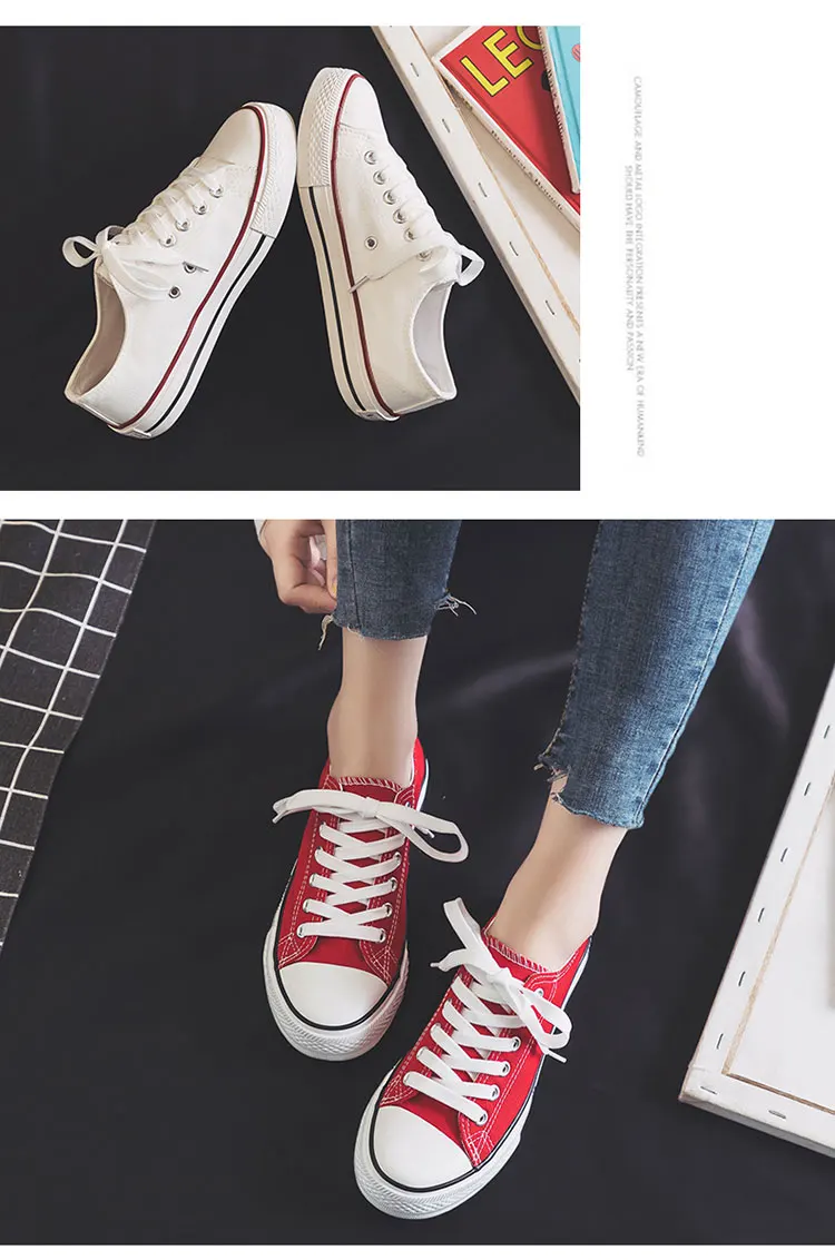 New Arrivals Sneakers Lace-up White Canvas Shoes Wholesale For Women ...