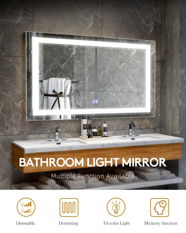 Modern Large Rectangle Bathroom Smart Led Mirror Antifog Illuminated ...