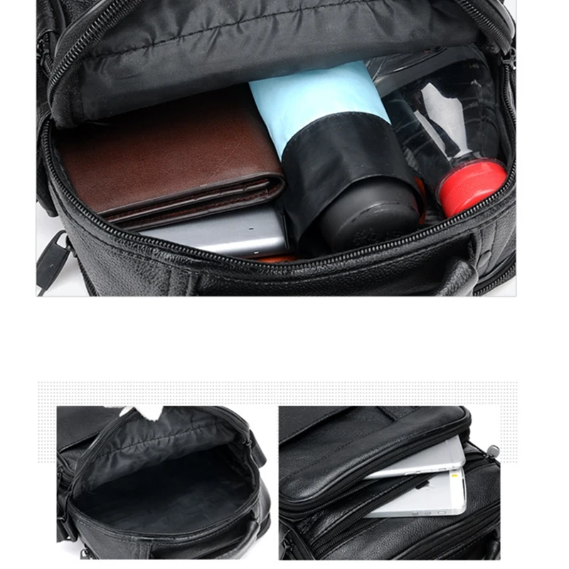 Men's Genuine Leather Shoulder Bags Male Fashion Casual Bussiness Black Cross-body Bag