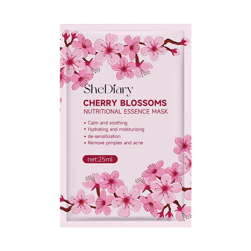 Shediary Private Label Cherry Blossom Moisturizing Rejuvenating Facial Mask Brightening Skin Care Products Wholesale Sheet Mask