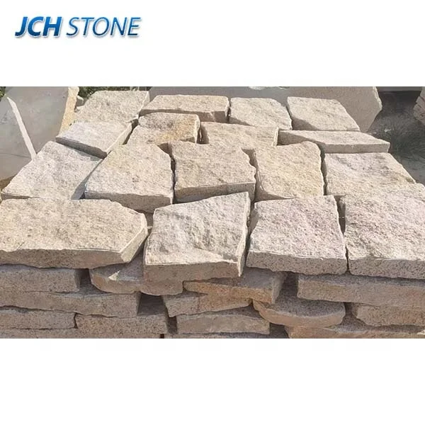 Yellow Granite Stone Irregular Shape Random Size Outdoor Wall Cladding Facade Stone Tiles