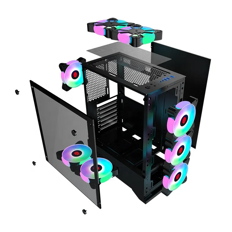 Hot Sell Oem case Gaming Computer Tempered Glass Wtih Argb Fans Pc case Full Tower 850w Power Supply Make in China