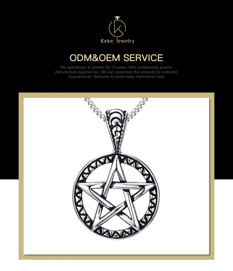 European and American style 45.4MM stainless steel pentagram casting pendant fashion jewelry necklace PN-566
