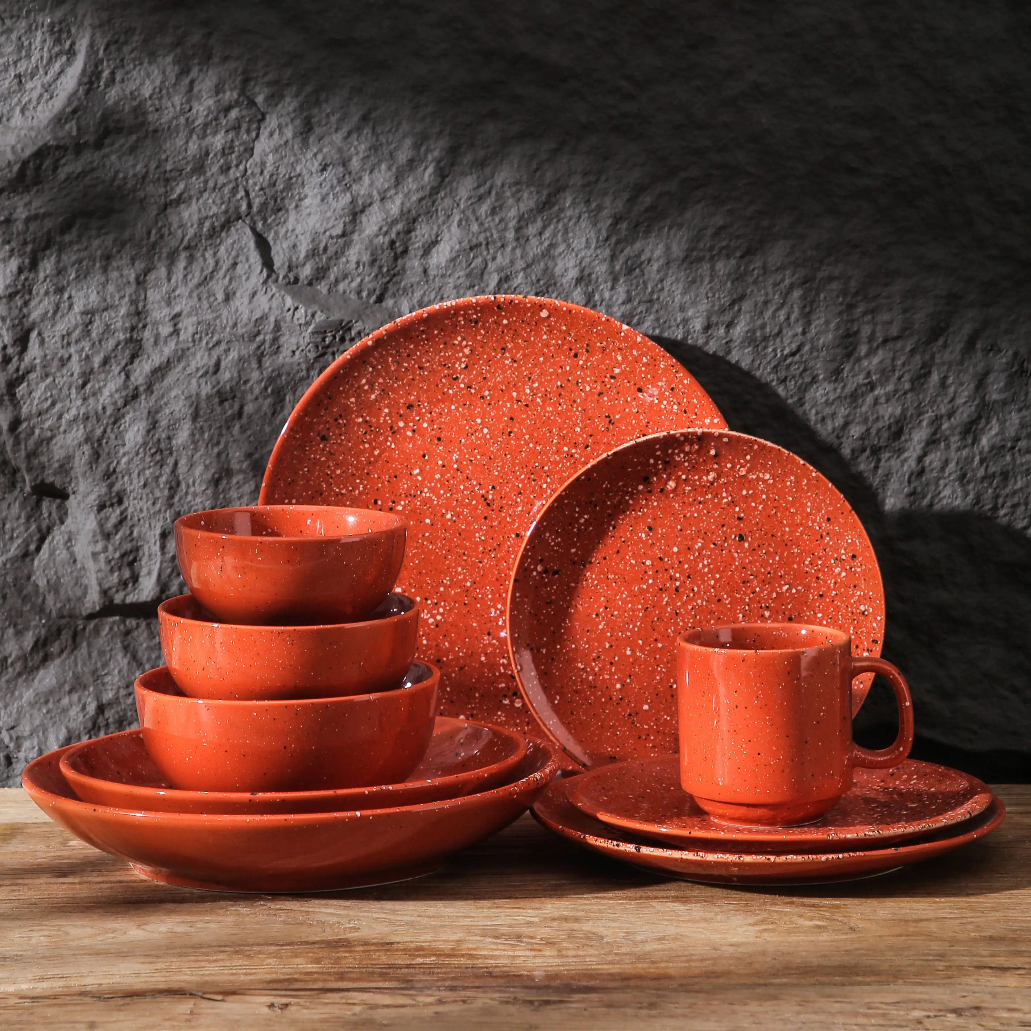 Attractive Splatter Design Nordic Stoneware Serveware Tableware Set Luxury Modern Ceramic