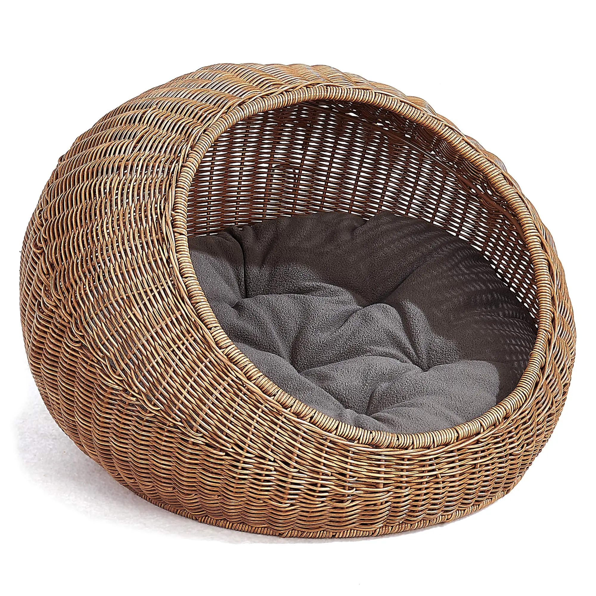 Wicker Cat Bed For Indoor Cats A Covered Modern Cat Hideaway Hut Of
