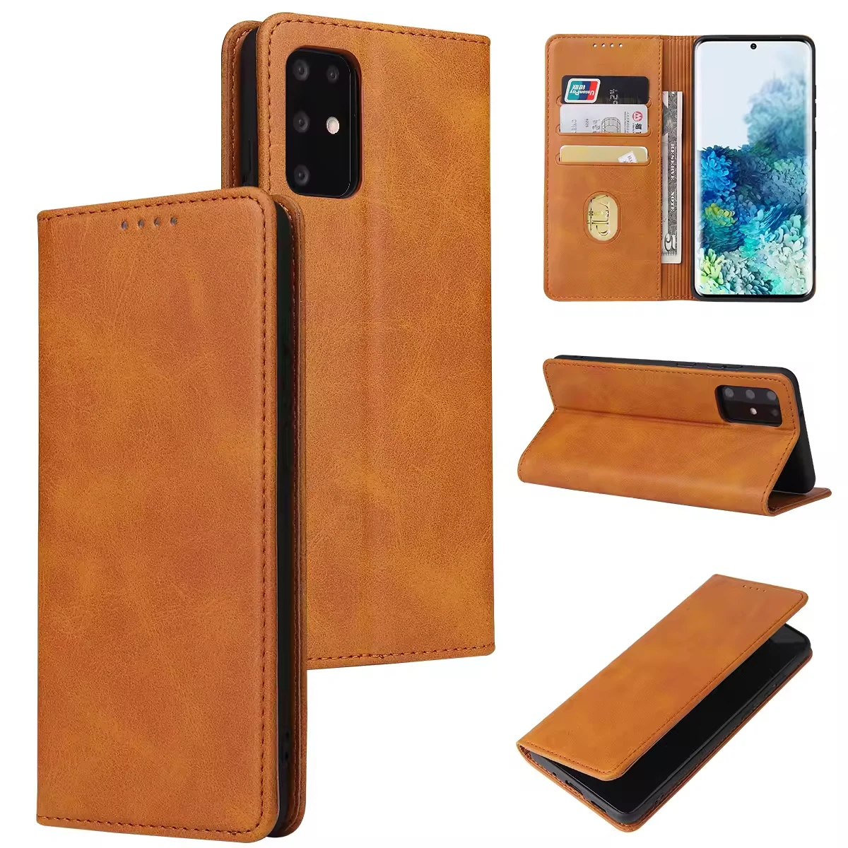 product laudtec luxury wallet leather flip phone case with card holder  for samsung galaxy s25 edge s25 s24 s23 ulrta  s20 s10 plus-3