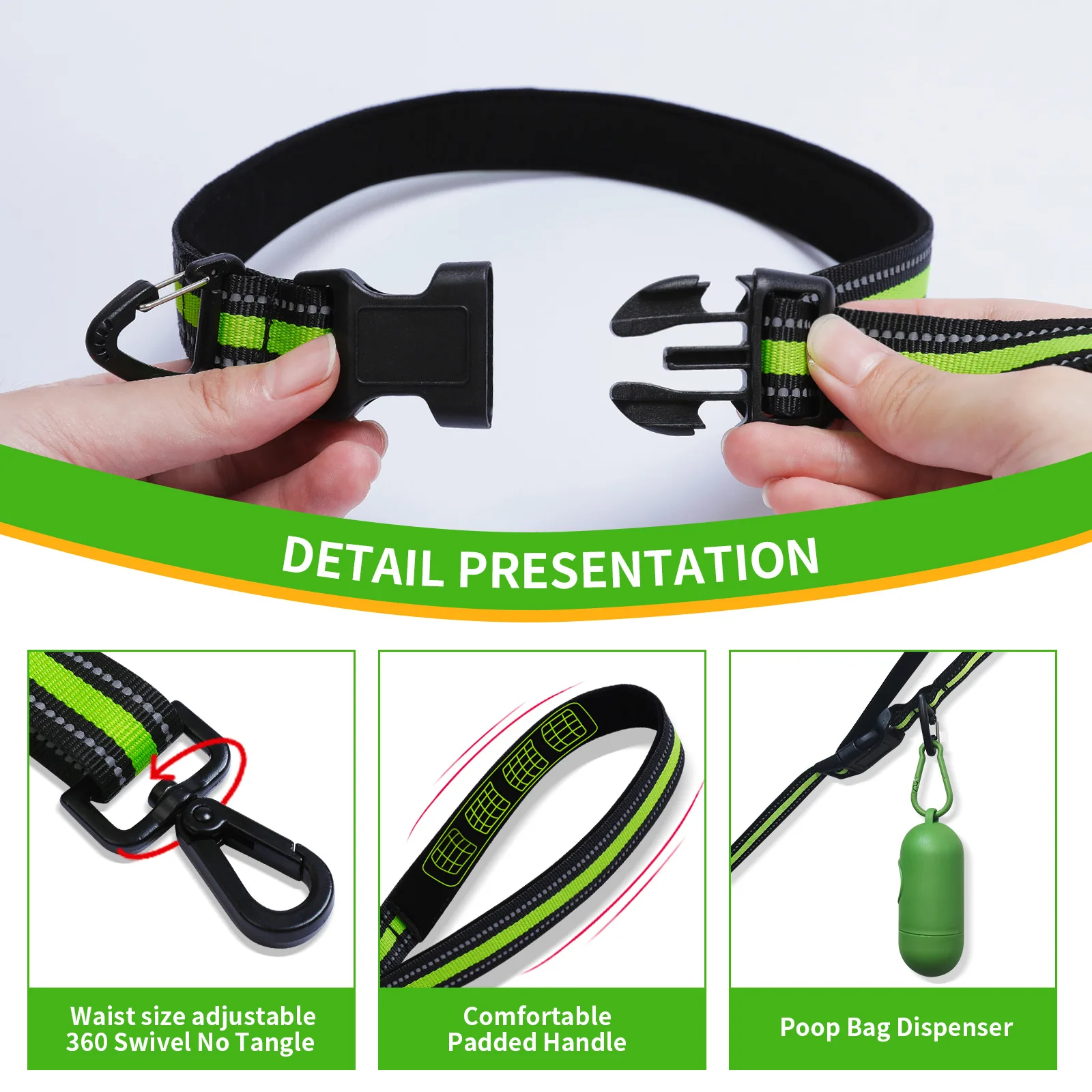 Explosion-proof Punch Dog Hook Leash Tangle Free 360 Degree Sports Retractable Custom Dog Leash details