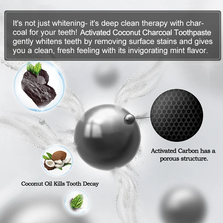 Зубная паста OEM натуральный крем для веганов зубная с активированным кокосовым углем отбеливания