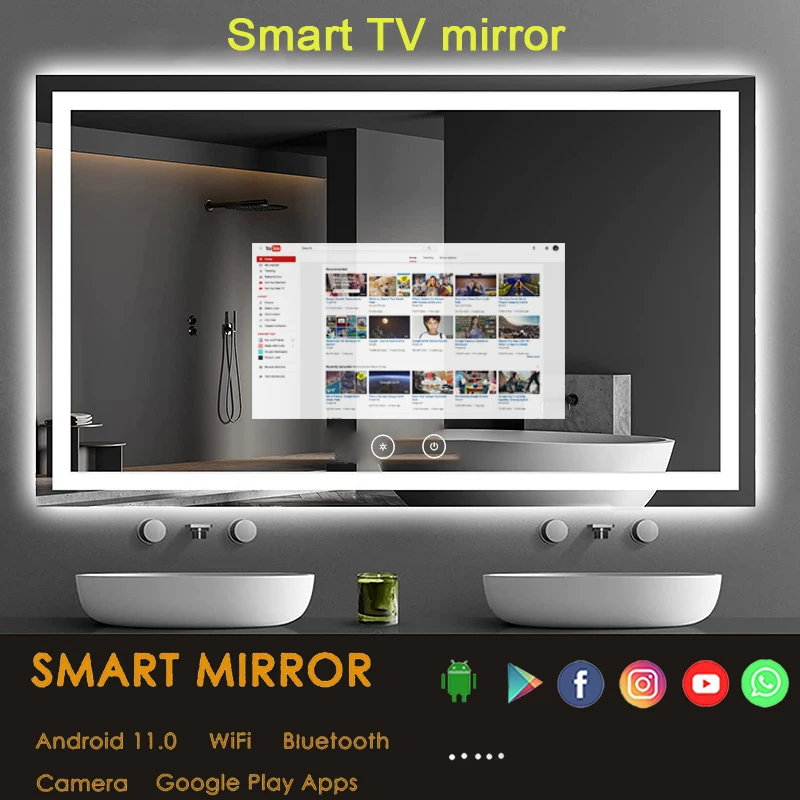 Android Led Bathroom Touch Screen Smart Mirror Smart Room Mirror With ...